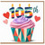 105th Birthday Card, Colourful Cupcake and Hearts Design