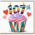 107th Birthday Card, Colourful Cupcake and Hearts Design
