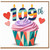 109th Birthday Card, Colourful Cupcake and Hearts Design