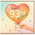 93rd Birthday Card, Heart Balloon Happy Birthday Card