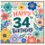 34th Birthday Card, Happy Birthday Floral Design
