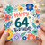 64th Birthday Card, Floral Happy Birthday Card