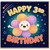 3rd Birthday Card, Happy 3rd Birthday Cute Flower Character Card