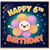 6th Birthday Card, Cute Flower Character Birthday Card