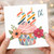 28th Birthday Card, Colourful Cupcake and Flowers Design