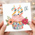 29th Birthday Card, Colourful Cake and Flowers Design