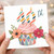 40th Birthday Card, Colourful Birthday Cupcake with Flowers and Candles