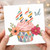 43rd Birthday Card, Colourful Cupcake and Flower Design
