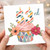 53rd Birthday Card, Colourful Cupcake and Floral Design