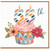 55th Birthday Card, Colourful Cupcake and Flowers Design