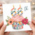 66th Birthday Card, Floral Cupcake Cake Card