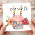 77th Birthday Card, Floral Cupcake Candle Design