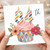 84th Birthday Card, Colourful Cupcake Floral Birthday Card