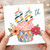86th Birthday Card, Colourful Cupcake and Flowers Design