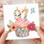97th Birthday Card, Floral Cupcake Birthday Card
