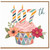 107th Birthday Card, Colourful Cake and Flowers Design