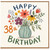 38th Birthday Card, Happy Floral Vase Birthday Card
