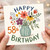 58th Birthday Card, Floral Bouquet in Vase Happy Birthday Card
