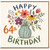 64th Birthday Card, Happy Birthday Floral Vase Card