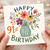 91st Birthday Card, Floral Bouquet in Vase Happy Birthday Card