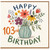 103rd Birthday Card, Floral Vase Happy Birthday Card