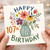 107th Birthday Card, Floral Bouquet Vase Design