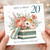 20th Birthday Card, Floral Gift Box Design
