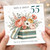 55th Birthday Card, Floral Gift Box and Flowers Happy Birthday Card