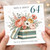 64th Birthday Card, Floral Gift Box Happy Birthday Card