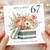 67th Birthday Card, Floral Bouquet Gift Box Birthday Card