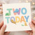 Two Today 2nd Birthday Card for Kids - Cute Animals Design with Turtle, Whale, Otter and Meerkat - Pastel 'TWO TODAY' Letters - Children's Birthday Card