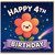 4th Birthday Card, Cute Flower Birthday Card