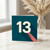 13th Birthday Card - Age 13 - Bold Minimal Number on Teal with Long Shadow - Modern Teenager Birthday for Boy or Girl