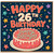 26th Birthday Card, Happy 26th Birthday Card with Cake and Stars