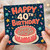 40th Birthday Card, Colourful Cake Design Birthday Card