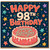 98th Birthday Card, Happy 98th Birthday Card, Colourful Cake and Stars Design