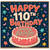 110th Birthday Card, Happy Birthday Cake and Stars Design