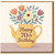 Happy 70th Birthday Card - Floral Teapot with Wildflowers Illustration