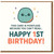 Funny 1st Birthday Card for Baby - Cute Kawaii Character with Stars - This Card Is Pointless Because You Can't Read... Happy 1st Birthday!