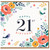 21st Birthday Card, Floral Birds Happy 21st Birthday Card