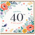40th Birthday Card, Floral Bird Design Happy Birthday Card