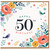 50th Birthday Card, Floral Happy 50th Birthday Card with Birds