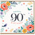 90th Birthday Card, Floral Birds Happy 90th Birthday Card