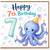7th Birthday Card, Cute Octopus Party Design