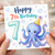7th Birthday Card, Cute Octopus Party Design