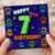 7th Birthday Card, Retro Robot Arcade Design