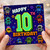 10th Birthday Card, Retro Robots Happy 10th Birthday Card