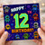 12th Birthday Card, Retro Robot Pixel Art Design