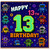 13th Birthday Card, Retro Pixel Robot Happy Birthday Card