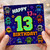 13th Birthday Card, Retro Pixel Robot Happy Birthday Card